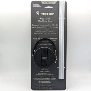Brand New Hydro Flask Wide Mouth Flex Straw Cap Lid & 2 Straws